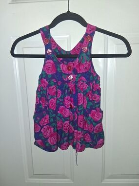 Girls Floral Sundress Top in Purple and Hot Pink
